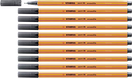 Rotulador punta fina STABILO point 88 erasable - Caja con 10 unidades - Color negro