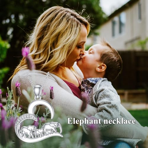 Elephant Necklace for Women 925 Sterling Silver Natural Gemstone Elephant Pendant Luck Jewelry Christmas Birthday Gift for Wife Mom3