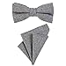 Produktbild DonDon Herren Fliege 12 x 6 cm mit farblich passendem Einstecktuch 23 x 23 cm beides aus Baumwolle im Tweed Look grau kariert