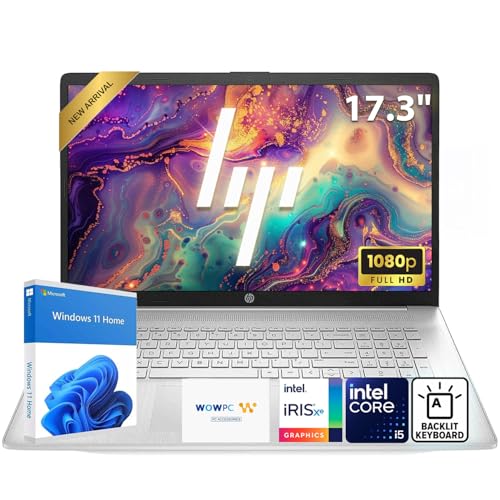 HP 17.3” FHD 1080P Laptop | Intel Core i5 Processor | 24GB DDR4 RAM | 1TB Storage + 500GB External | Backlit Keyboard with Numeric Keypad | Win11 | Large Screen for Multitasking, Work & Entertainment
