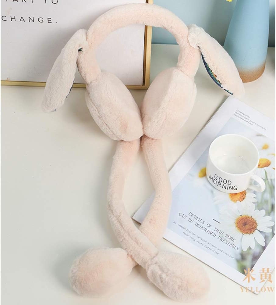 Rabbit long ear earmuffs cute pinch ears move rabbit earmuffs warm ear