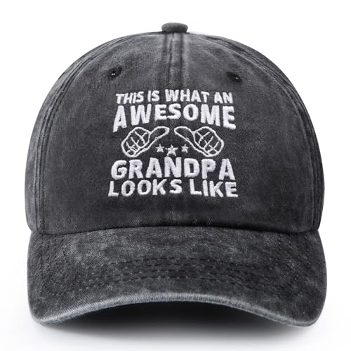 Grandpa Gifts, Grandpa Hat, Christmas Fathers Day Birthday Gifts for Grandpas - Adjustable Washed Cotton Baseball Cap
