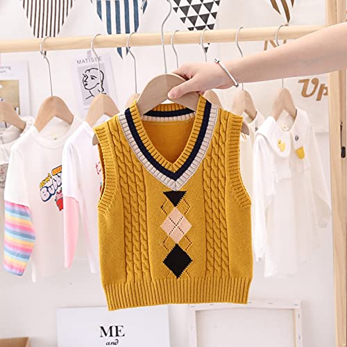 JanJean Kids Girls Sleeveless Sweater Jumpers Loose Fit V-Neck Knitted Tank Top Knitwear Pullover School Uniform Casual Wear2