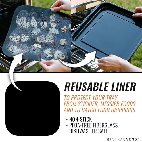 Reusable Liner Accessories and Cooking Guide Cheat Sheet for Ninja Woodfire Pizza Oven 8-in-1 Outdoor Smoker with Anti-Burn Rack Puller Stick OO100 OO101 OO101B Non-Stick Grill Mats by INFRAOVENS