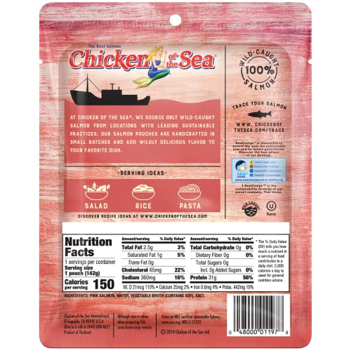 Chicken Of The Sea Pink Salmon, Wild-Caught, Skinless & Boneless, 5-Ounce Packet (Pack Of 1) #TOP1