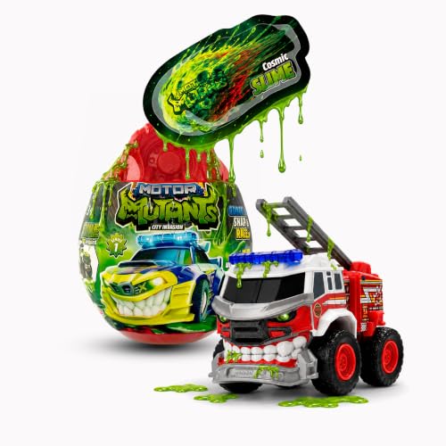 Dickie Toys Motor Mutants - Œuf Surprise - 1 des 10 Voitures à Collectionner à Assembler (8,5 cm) + 20 g de Slime & Feuille à Collectionner - 1 Voiture Rare Possible - Multicolore