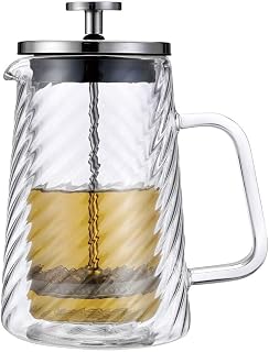 Klausberg Tea Maker French Press 1000ml/9 Cups, Coffee Press Stainless Steel Filter, Double Walled Insulated Coffee Pot, Teapot, Tea Maker, Lid in Silver (KB-7764)