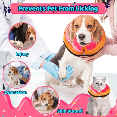Image of Grand Line Donut Inflatable Collar for Dogs and Cats, Soft Recovery Dog Cone After Surgery, Protective Pet Neck Cone for Small, Medium, Large Dogs, Not Block Vision (Pink, L)