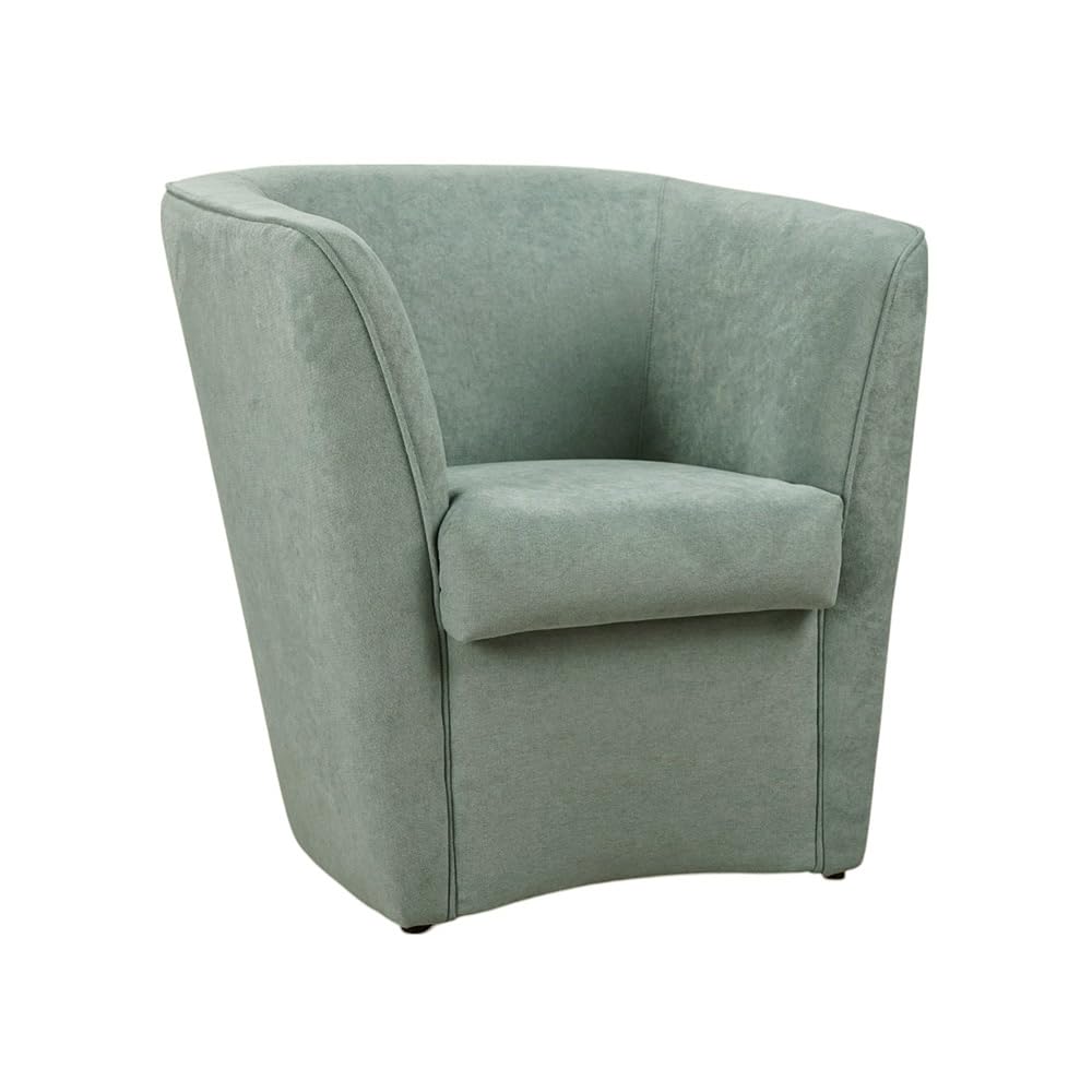 Poltrona in tessuto antimacchia rivestimento water repellent - struttura in legno - già assemblata - comoda e elegante - per camera da letto,soggiorno,ufficio, stile moderno (Verde Menta)