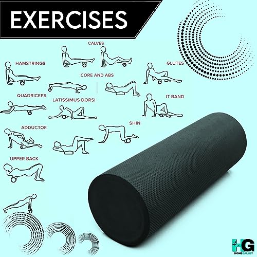 Image of Foam Roller for Exercise and Deep Tissue Massage Roller, Gym Exercise Roller, Workout Foam Roller for Knee Exercise and Pain Relief, Myofascial Release Roller for Back pain - 30 Cm Black