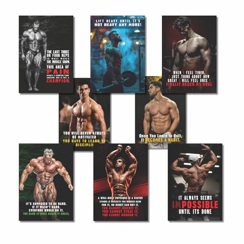 Image of MELDORA STUDIOS Motivational Workout Posters for Gym & Room|Stylish Fitness Wall Art with Inspirational Quotes, Designed for Home Decor & Fitness Enthusiasts (set of 8, 12x18 inch)