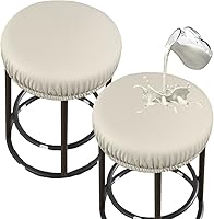 Vista 11 de HFCNMY Fundas para Taburete, 4 Piezas Fundas Impermeables Elásticas de PU para Taburete de Bar Redondo, Protección de Asientos para Silla de 12-17