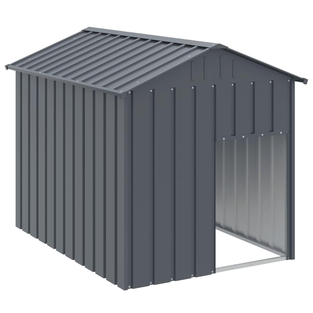 vidaXL Caseta Perros con tejado Acero galvanizado Gris 117x153x123 cm