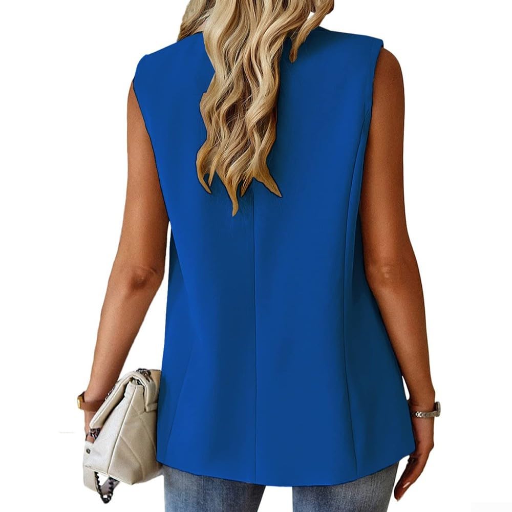 Chaleco sin mangas para mujer, color liso, con botones, con bolsillos, para el trabajo, yoga, ciclismo, playa, vacaciones, verano, chaqueta ligera