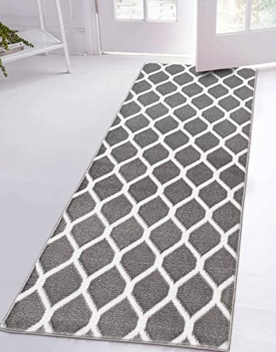 The Sofia Rugs Kitchen Rug Set [2 Pcs] Absorbent, Non-Slip Kitchen Mats For Floor - Washable Kitchen Sink Rugs And Runners For Bathroom, Kitchen, Gray, 48"X20" + 30"X20" #TOP2