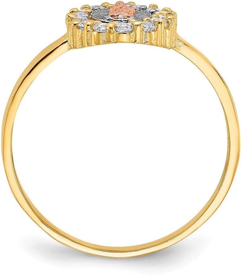 Diamond2Deal 14k Yellow and White Gold Two-Tone Cubic Zirconia Lady of Guadalupe Fancy Ring