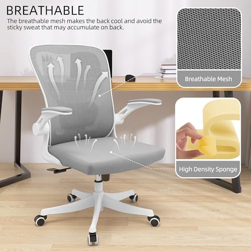 Image of Ergonomic Office Chair, High-Back Mesh Computer Desk Chair with Adjustable Height, Lumbar Support, Flip-Up Armrests,headrest，and Swivel Rolling Design for Home and Office Use