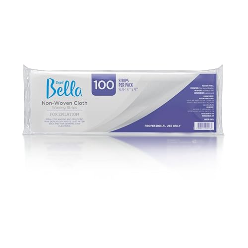 Depil Bella Tiras de cera de tela no tejida  100% fibra natural  Para depilación en casa y uso profesional (100 tiras)