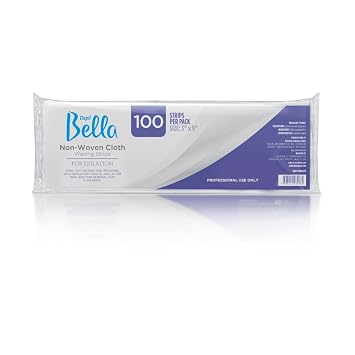 Depil Bella Non-Woven Cloth Waxing Strips | 100% Natural Fiber | For Hair Removal at Home and Professional Use 100 Strips