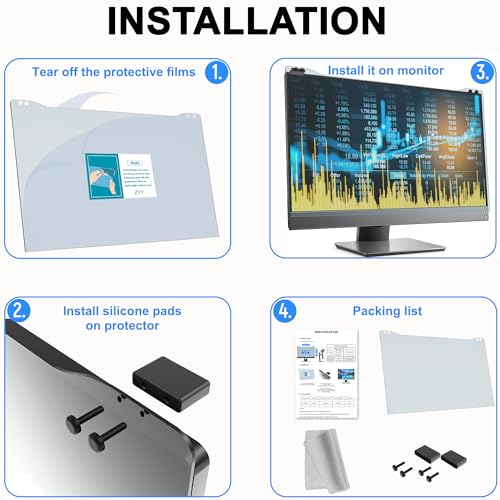 Image of ZYY 20-22 Inch Anti Blue Light Screen Protector for 20,21.5,22 Inch Monitor | Desktop PC UV Blocking Filter (19 5 /16 x 12 1 /2) for Eye Strain, Hanging Computer Screen Blue Light Blocker