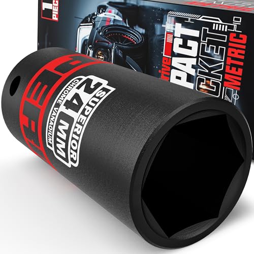 KIRXST 1/2" Drive 24mm Deep Impact Socket, 6 Point CR-V Deep Socket, 78mm Length, Auto Trucks Car Tires Repairing DIY Mechanic Tool 1 KIRXST 1/2" Drive 24mm Deep Impact Socket, 6 Point CR-V Deep Socket, 78mm Length, Auto Trucks Car Tires Repairing DIY Mechanic Tool