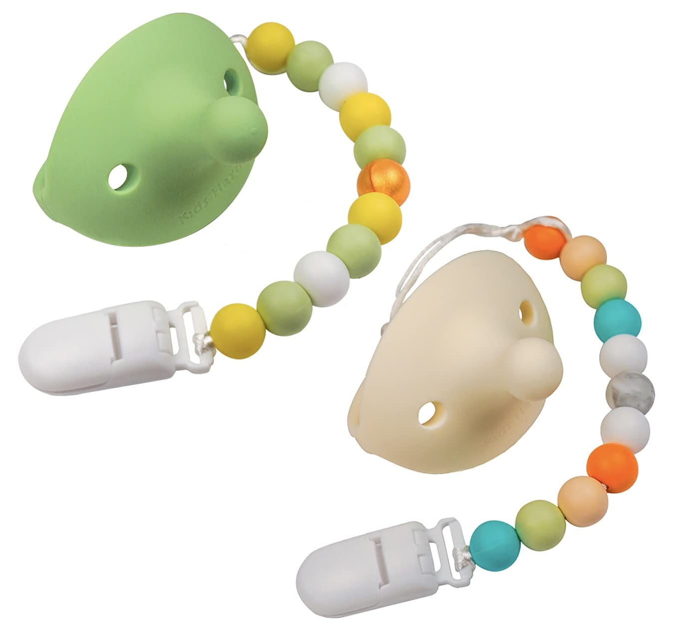 Kids Heroes One-Piece Silicone Pacifiers for Babies 3-36 Months, BPA-Free, 2 Pack (Mint Green and Vanilla)