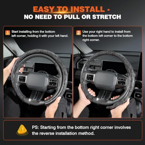 Image of Cartist Upgrade Steering Wheel Cover Universal for Car, PC Strength and PVC Leather for Steering Wheel Protector, Breathable Non-Slip Enhance Driving Experience, Open-Type Easy to Install - (Black)