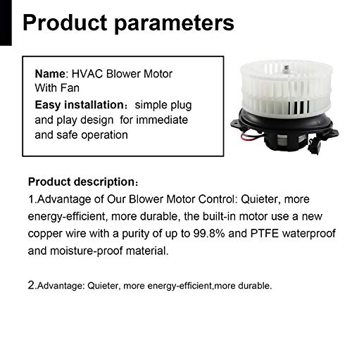 Image of 700093 HVAC A /C Blower Motor Fit for Chrysler 1993-2004| Fit for Dodge Intrepid 1998-2004 A /C Fan Blower Replaces 4596217 Heater Blower