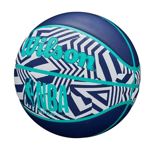 Image of WILSON NBA DRV Plus Dazzle Camo Outdoor Basketball - Indigo /Teal, Size 7-29.5 inch