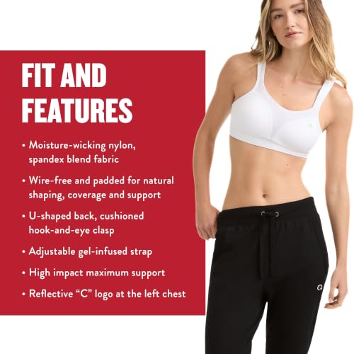 Image of Champion Women's Sports Bra, High-Impact, Maximum Support, Breathable, Moisture-Wicking Fabric