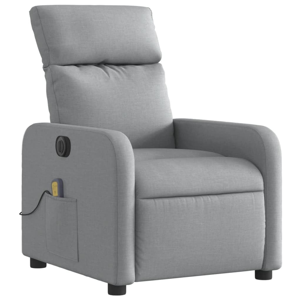 vidaXL Sillón reclinable de Masaje eléctrico Tela Gris Claro