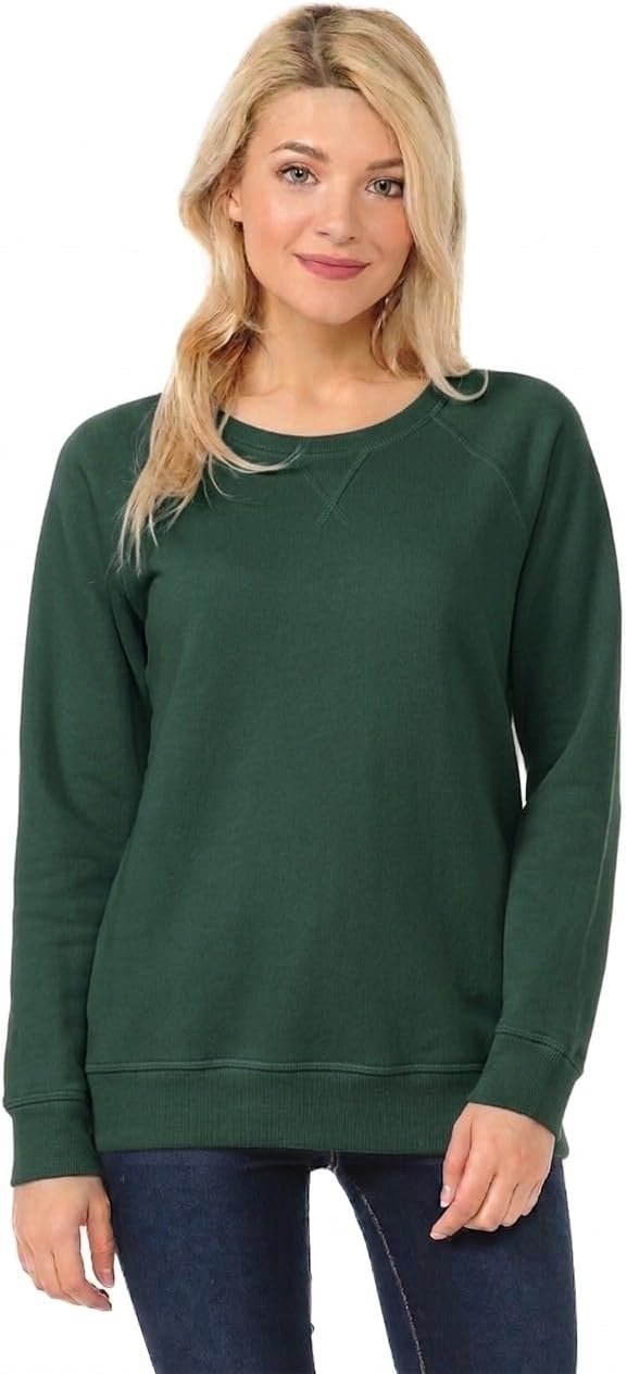 YURO-K Women's Pigment Dyed Cotton Long Sleeve Crew Neck Vintage Raglan Sweatshirt Pullover