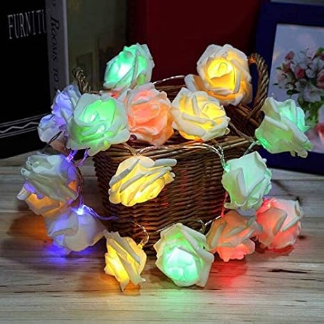RaajaOutlets 20 RGB LED Rose Flower String Light (Small, 4m)