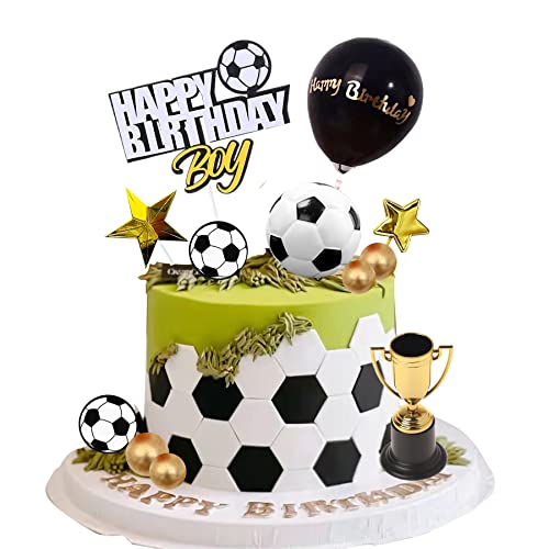 Soccer Cake Topper, Qoadwem Soccer Cake Decorations Toppers With Soccer Cake Surround For Boys Birthday Party Sport Party Supplies… #TOP9