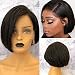 Short Straight Bob Cut Lace Front Wigs Human Hair for Black Women Glueless Brazilian Virgin Hair Left Side Part Pre Plucked with Baby Hair Bob Wigs Bleached Knots 1B# (8inch, Lace Front Wig)