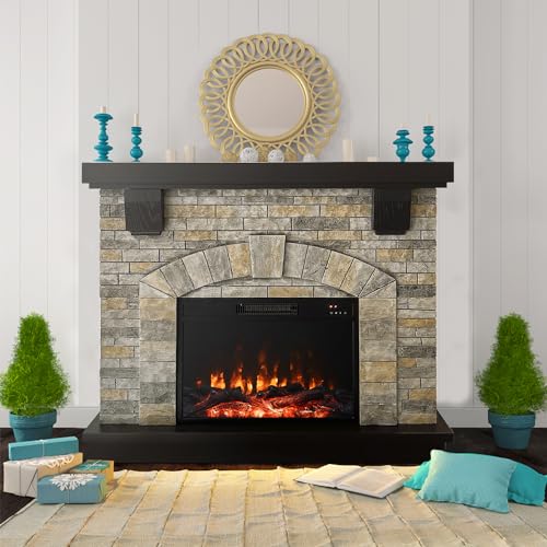 45 Inch Electric Fireplace with Mantel, Tall Fire Place Heater Freestanding with Remote Control Timer LED Flame for Living Room Bedroom, Gray