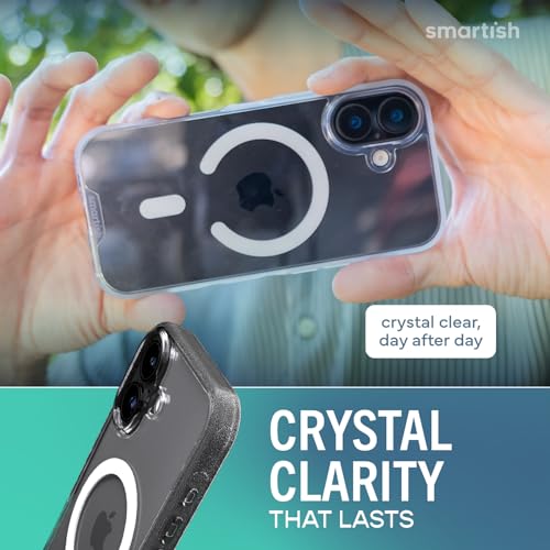 Image of Smartish iPhone 17 MagSafe Clear Case + MagSafe Wallet - Magnetic Slim Case - Anti-Yellow Thin Grip Cover + Detachable Wallet - Magnetic Card Holder for Apple iPhone 17 - Clearly Clear