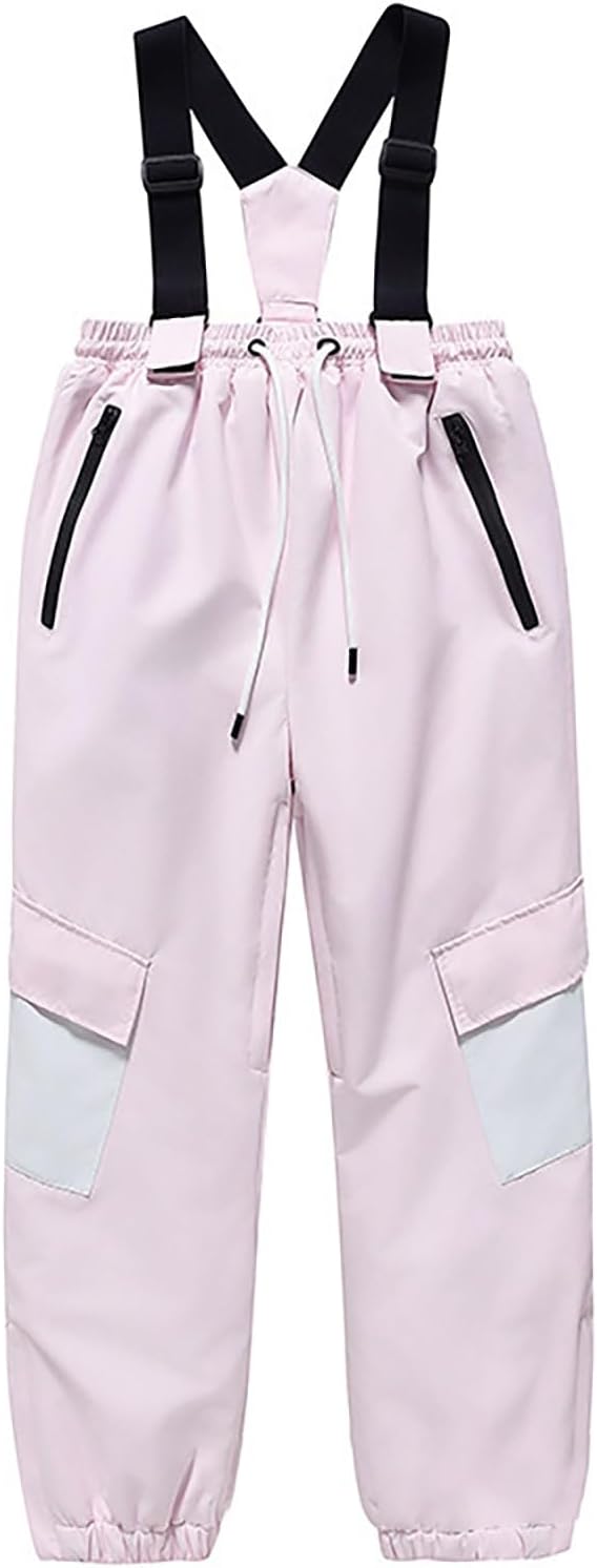 Kids Ski Bib Overalls for Teen Boys Girls Winter Snow Pants Thick Warm Ski Jumpsuit Waterproof Windproof Drawstring Snowpants