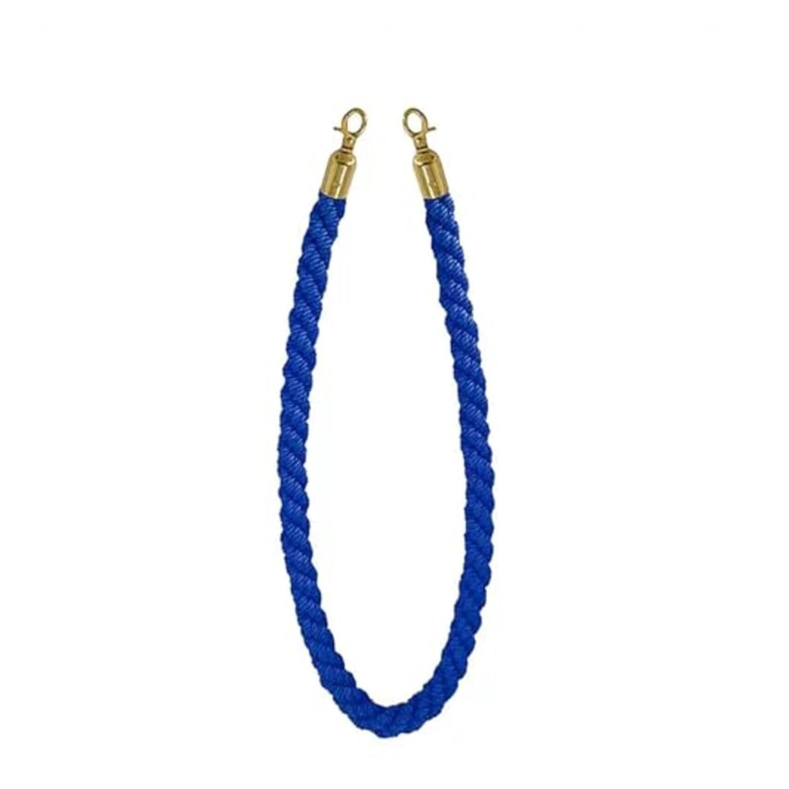 Ghkryd Blue Barrier Rope, Queue Rope/Braided Hemp Rope With Gold Hook For Hotel Movie Theaters Hanging Stanchions Post Pole ﻿(,84In/213.4Cm/7Ft)