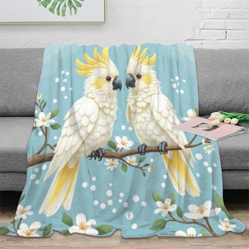 Plaid microfibre oiseaux cacatoès 3D couverture canapé 150x200 - 2