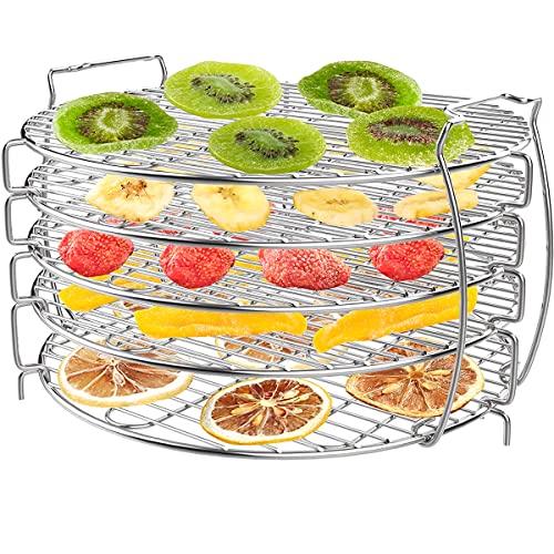 Dehydrator Ständer 304 Edelstahl Dörrautomat Rack Kompatibel mit Ninja Foodi 6.5qt und 8qt Air Fryer 5-lagiger Dehydrator Halter Tablett mit 5 stapelbaren Blättern für Früchte Rindfleisch Jerky – Bild 5