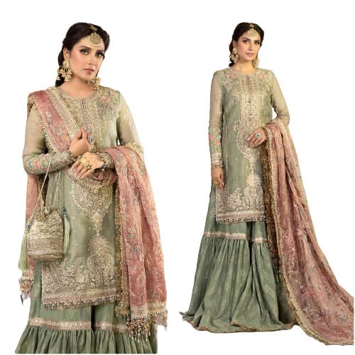 Maria-B Pakistani Wedding Dresses Ready to wear for Womens Indian Dress Bridal gharara Suits Eid Salwar Kameez 2021 Stitch (as1, Alpha, xx_l, 3X_l, Regular, Regular, 2X-Large)