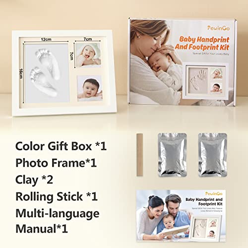 Pewingo Baby Footprint Kit, Baby Hand And Footprint Kit With A Wooden Picture Frame For Baby Boys Girls,Baby Gifts,New Parent,Grandparent,Baby Shower #TOP6