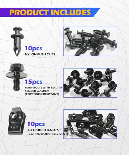 Image of SCUARI 35PCS Car Engine Under Cover Splash Shield Guard Body Bolts Screws,Skid Plate Bolts Screw Kit,Bumper Screws,Engine Splash Shield Screw,Suitable for Most Cars and Sedans Replacement