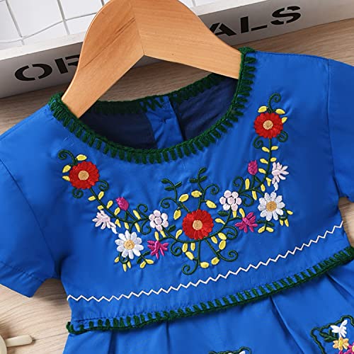Aalizzwell Toddler Baby Girl Embroidered Dress Ethnic Wear Short Sleeve Sundress4
