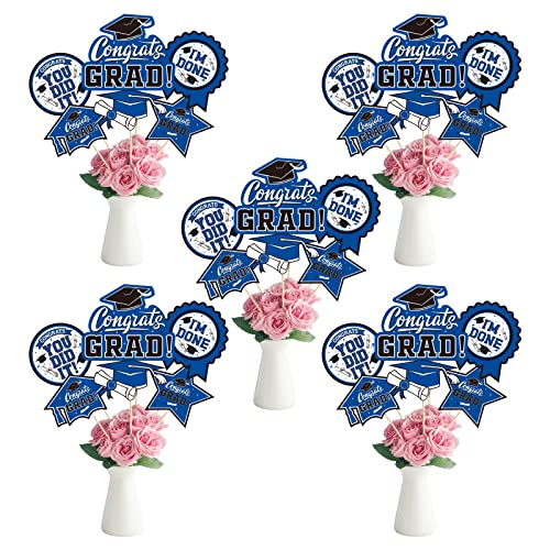 Image of 30PCS Graduation Party Decorations Congrats Grad Table Centerpiece,Graduation Table Decorations,Congratulate Graduation Centerpiece Sticks Table Toppers for Graduation Party(Blue,Black)
