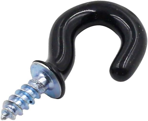 Biaungdo Vinyl Coated Metal Cup Hook, 1/2", Black, 100Pcs image 2