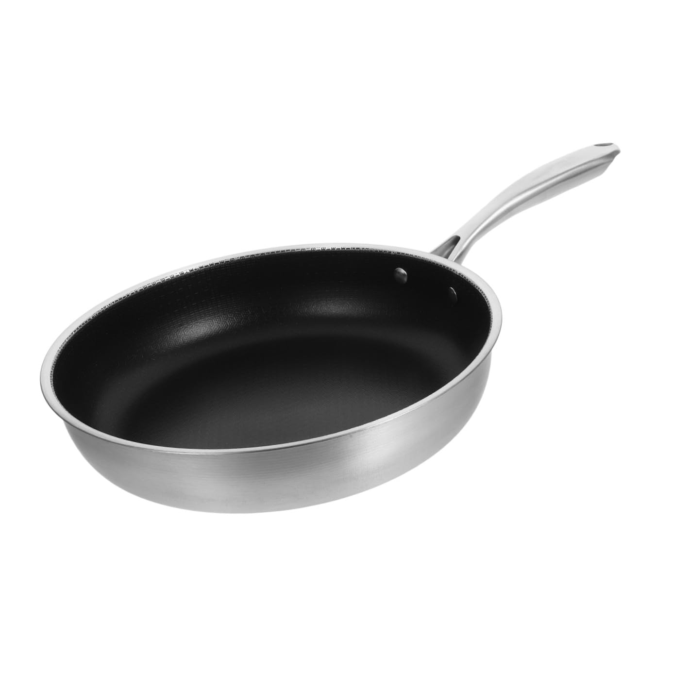 Padella Antiaderente in Acciaio Inox 30 Cm Per Uova e Bistecche, Fondo Piatto Per Distribuzione Uniforme Del Calore, Manico Antiscivolo Per Cucina Domestica Su Fornelli a Induzione