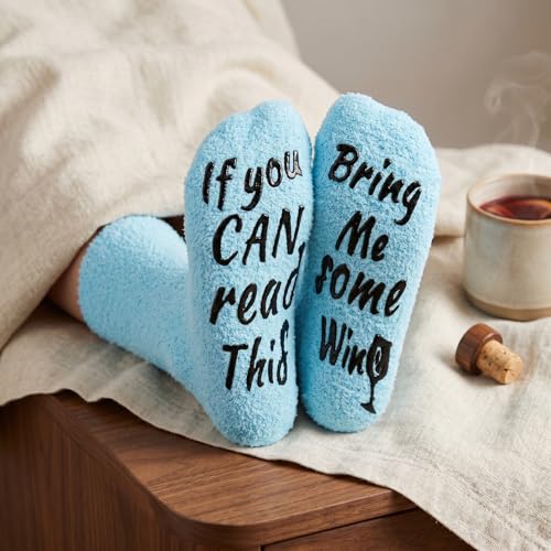 Image of Benefeet Sox Women Wine Sock Fuzzy If You Can Read This Bring Me Wine Socks Funny Gifts Mom Novelty Fluffy Cozy Saying Sock