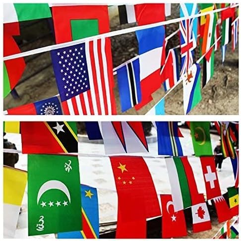 JETTINGBUY 82ft National Flags Bunting, World Flags with 100 Different Countries